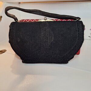 Vintage Black Midcentury Corde Style Purse